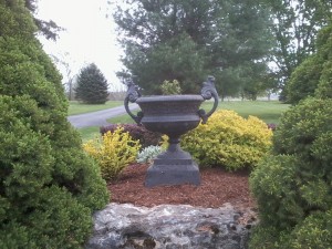 Flowering Garden and Antique Urn Located in Rosendale, NY