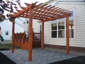 Outdoor Entertainment Space paver patio and pergola